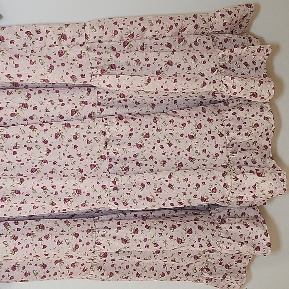 Aura Boho Floral Midi Dress Smocked Fit&Flare Long Sleeve Romantic Fluence Sz L - Picture 7 of 16
